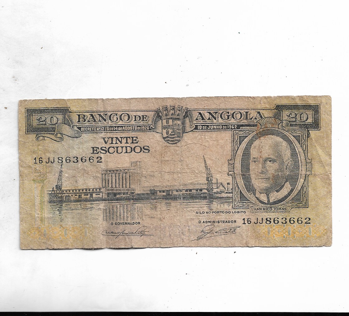 Angola ~ 20 Escudos, 1962 ~ RARE OLD ISSUE NOTE ~ F-3/38 – Indian Hobby ...