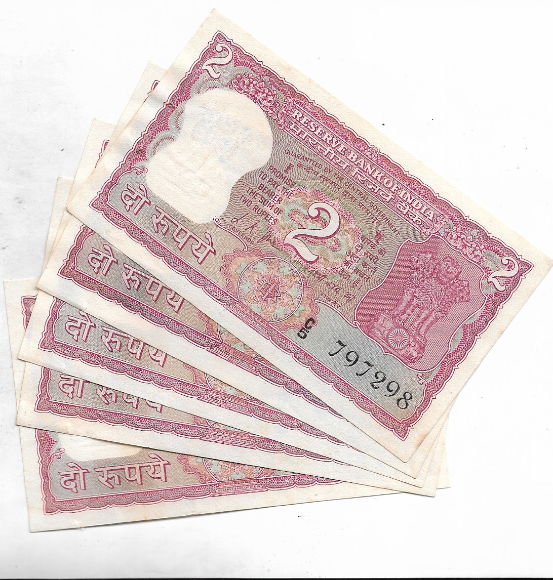 2 RUPEE ~ GANDHI ON BACK ~ L.K.JHA ~ “C” PRIFIX, UNC RARE NOTE ~ F-3/25 ...