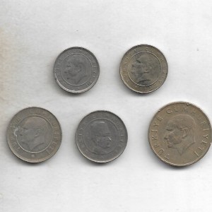 Turkey  ~ SET OF 5 DIFFERENT COINS ~ M-24