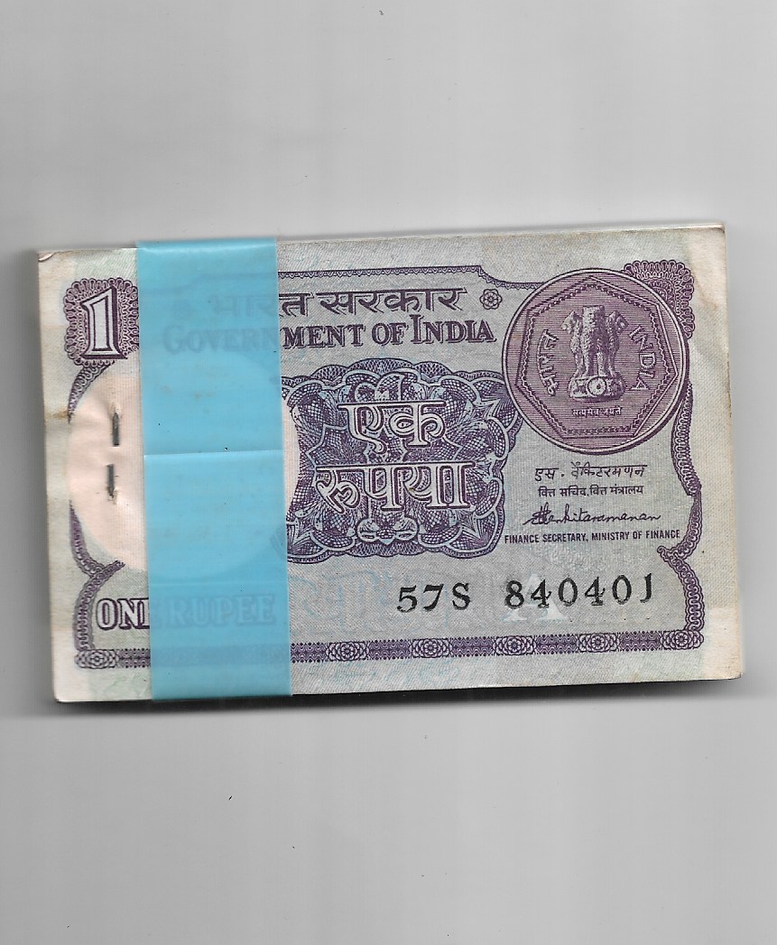1 RUPEE ~ S.VANKATRAMANAN, 1988 ~ 100 NOTE BUNDLE ~ 100 % PERFECT ...