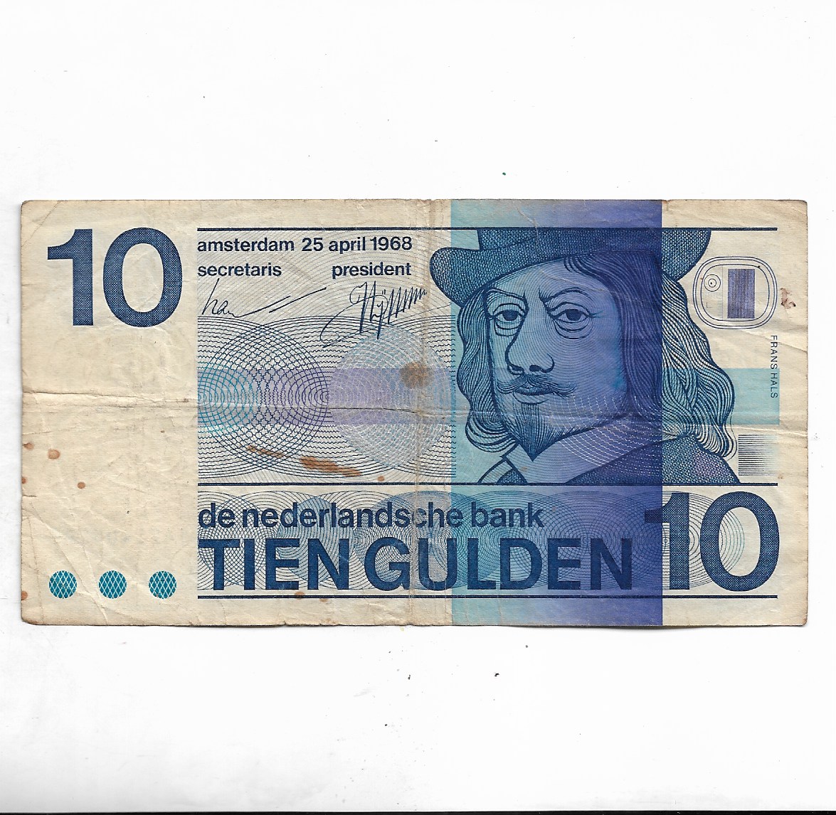 Netherlands ~ 10 Gulden Frans Hals, 1968 ~ RARE NOTE ~ F-7/40 – Indian ...
