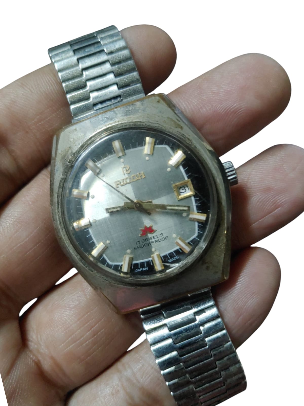 VINTAGE WATCH RICOH AUTOMATIC 17 JEWALS MEN WORKING  WITH ORIGNAL CHAIN M-11/26