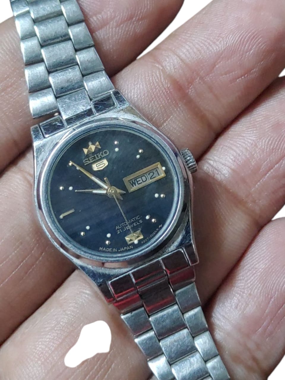 VINTAGE WATCH SEIKO 21 JEWELS, AUTOMATIC WOMEN WORKING WITH  ORIGINAL CHAIN S-9/37