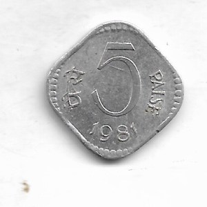 5 PAISE ~ REGULAR ISSUE ~ 1981, HYDERABAD MINT ~ UNC RARE COIN ~ L-24
