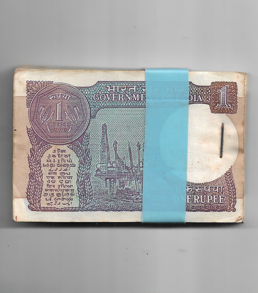 1 RUPEE ~ BIMAL JALAN , 1990 ~ 100 NOTE BUNDLE ~ GOOD FOR COLLECTION ...